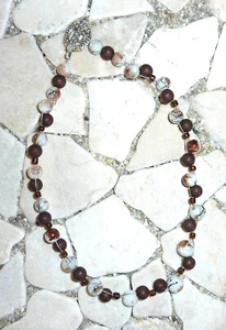 ★ 2reihige kurze Kette ★ Collier ★ schokobraun & weiß ★ - Bild 1 von 2
