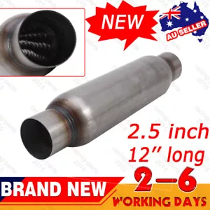2.5" High Flow Exhaust Hotdog Resonator Muffler 12inch Long Glass Pack NEW - Picture 1 of 9