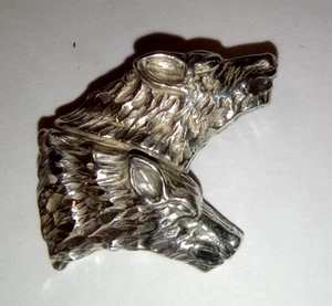 ATQ  Sterling Silver Wolves Wolf Howling Slide Pendant Native American Textured - Picture 1 of 5