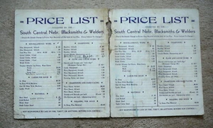 NEBRASKA BLACKSMITHS & WELDERS - 2 Vintage 1940s CARDBOARD PRICE LIST SIGNS - Picture 1 of 2