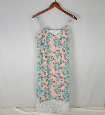 Xhilaration Shirt Womens Medium Multicolor Spaghetti Strap Top Floral Lace Trim - Image 1 of 4