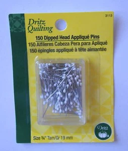 WHITE Dipped Head Applique Pins 150 pc 1.9cm Sharp - Picture 1 of 2
