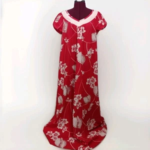 Vintage HILO HATTIE Hawaiian Muumuu Red Conch Shell Hibiscus Large Pockets NWT - Picture 1 of 16