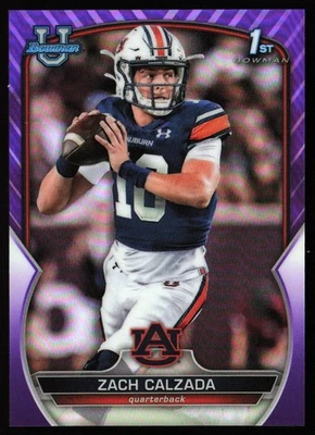 2022 Bowman U Chrome Purple Refractor 84/399 Zach Calzada #93 JJ1 - Image 1 of 2