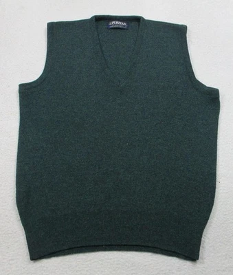 Vintage Puritan Sweater Vest Mens Large Green Orlon Acrylic V Neck Knit 80s - Image 1 of 4