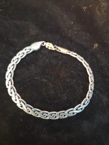 Vintage JC silver tone woven bracelet fancy edge - Picture 1 of 5