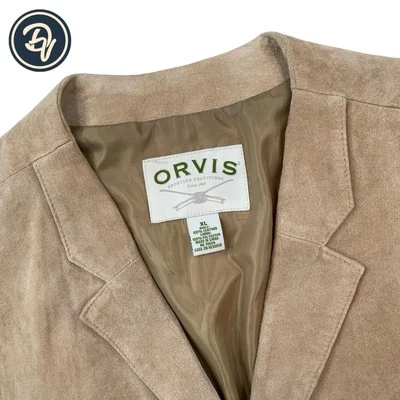 Mens XL Orvis Light Brown Buckle Back 100 % Suede Button Front Vest - Image 1 of 4