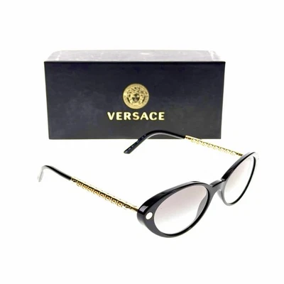 VERSACE OVAL SUNGLASSES BLACK GOLD / GREY GRADIENT VE4469 GB1/11 - Image 1 of 4