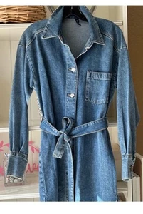 Denim button up belted dress XS - Picture 1 of 9