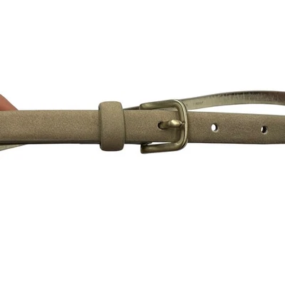 J. Crew Womens Beige Skinny Faux Leather Belt with Brass Buckle - Size S - Image 1 of 4