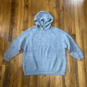Zara Hooded Oversized Ribbed Tunic Sweater Loungewear Grey Unisex Size L - Picture 1 of 8