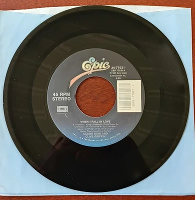 Celine Dion & Clive Griffin "When I Fall In Love" 45 rpm 7" Single VG+ Foto 1 de 4