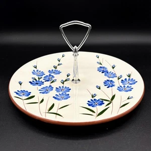 Stangl Pottery Chicory Blue Flower Tidbit Serving Tray w/Handle Hors D'Oeuvres - Picture 1 of 10