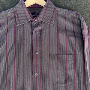 Camisa Bugatchi Uomo Para Hombre Extra Grande Púrpura Blanca Rayas Abotonada De Colección - Imagen 1 de 8