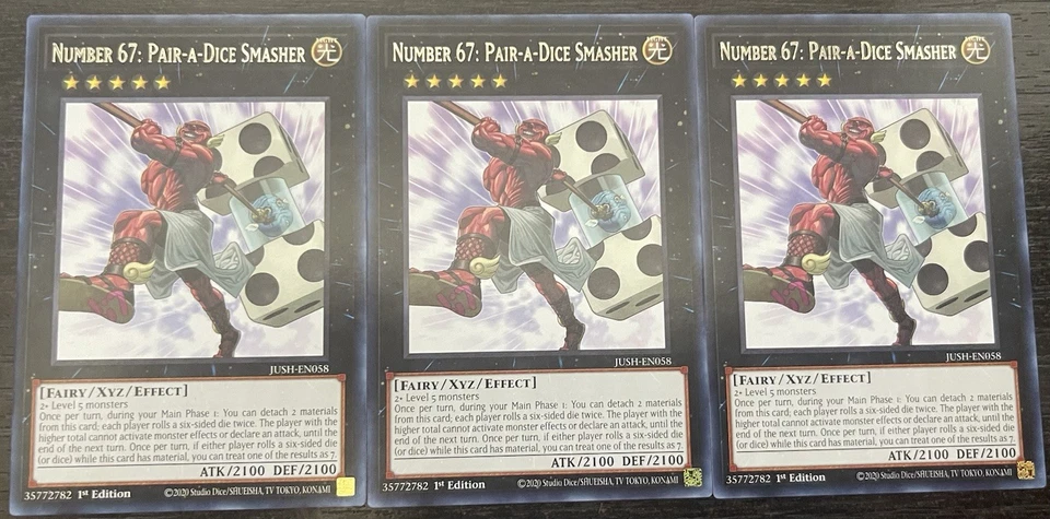 3x Number 67: Pair-a-Dice Smasher JUSH-EN058 Justice Hunters 1st Edition - Image 1 of 1