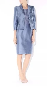Hobbs DELPHINIUM DRESS SUIT Mid Blue UK12 Dress 14 Uk Jacket VGC - Picture 1 of 18