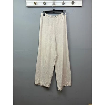 Pantalones informales de esquina para mujer talla 12 de lino pierna ancha beige neutro Foto 1 de 4