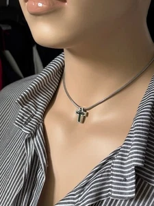 Magnet Halsketten Edelstahl Anhänger Kreuz Unisex schwarz-silber Energetix Magne - Bild 1 von 6