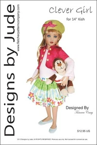 Clever Girl Doll Clothes Sewing Pattern for 14" Kish Dolls - Picture 1 of 5