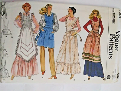 Vogue 7256 Apron Butcher Full Bib Sewing Pattern Ladies M 12 14 Cottagecore UC - Image 1 of 4