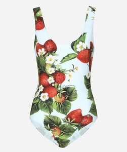 DOLCE & GABBANA Strawberry Sky Blue Floral Swimwear Swimsuit Bikini 4IT UK12 L - Bild 1 von 5