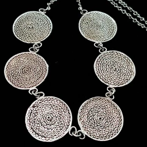 Sterling Silber 925 Mesh Filigran Medaillon Kette Halskette 19" Handwerklich Hergestellt - Bild 1 von 21