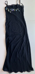 Vintage Betsey Johnson Evening Stretch Midi Dress Floral Embroidery, Size P - Picture 1 of 11