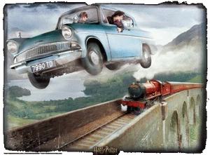 Rompecabezas de Harry Potter Wizarding World Weasleys Car Train 500 Piezas Prime Imagen 3D - Imagen 1 de 8
