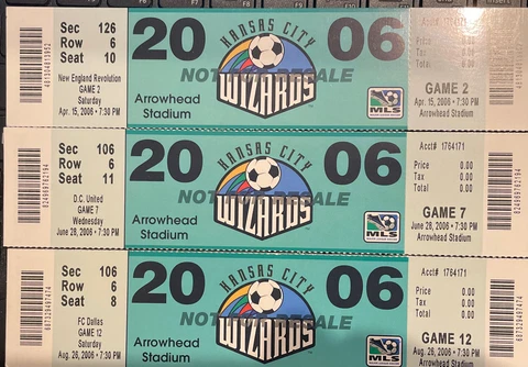 KANSAS CITY WIZARDS FULL UNUSED TICKETS 2006 (LOT OF 3) Cover