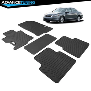 Fits 08-12 Honda Accord Latex Auto Floor Mats Liner All Weather Black Carpet 5PC - Picture 1 of 12