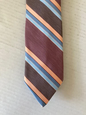 Corbata para hombre Ketch vintage poliéster rosa melocotón azul gris rayas Foto 1 de 4