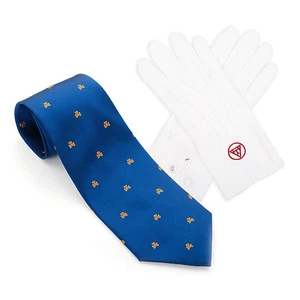 Quality 100% Cotton White Masonic RA Royal Arch Degree Gloves with Silk RA Tie - Picture 1 of 1