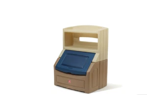 Step2 Lift & Hide Brown and Blue 38" Tall Plastic Toddler Bookcase and Kid Toy B - Picture 1 of 1