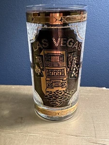 "Ranuras para tarjetas de ruleta Highball vaso de 5,5"" de alto Las Vegas 22k Culver Glass" - Imagen 1 de 4