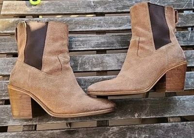 Botines de gamuza Cole Haan Camea Chelsea para mujer talla 8,5B Western Country color tostado Boh Foto 1 de 4