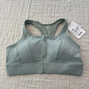Yvette Ladies Sport Bra Light Green Zip Front Large NWT - Picture 1 of 6