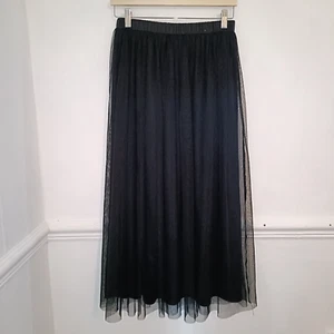 Falda Primark Mujer Negra Talla UK 10 Malla Maxi Tul Baile de graduación Plisada Grunge Gótica - Imagen 1 de 6