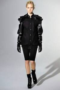 2000 $ Graeme armure cuir laine noire veste manches longues motard surdimensionnée petite