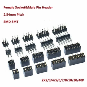 Female Socket&Male Pin Header 2.54mm Connector SMD SMT 2X2/3/4/5/6/7/8/10/20/40P - Picture 1 of 5