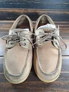 Sperry Billfish 3-Augen Bootsschuh hellbraun/beige Herren Größe 9 breit - Bild 1 von 5