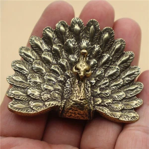 Estatuilla de pájaro pavo real de latón animal estatua coleccionables artesanía decoración regalos - Imagen 1 de 11