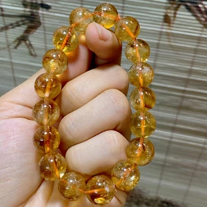 Piedra ámbar báltico amarilla natural genuina hecha a mano elástica - Imagen 1 de 3