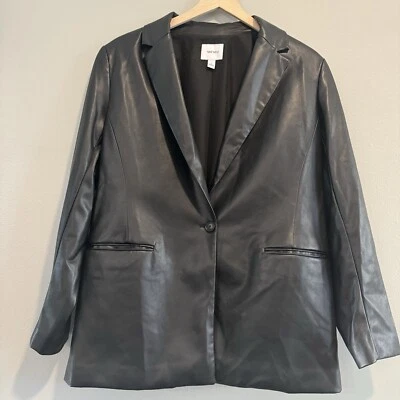 Chaqueta Blazer Nine West Imitación Cuero Un Botón L Foto 1 de 4