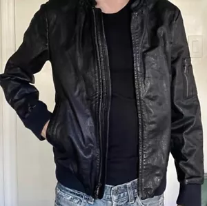 7 for all Mankind Mens Motorcycle Jacket Size M leather/Cotton - Picture 1 of 5