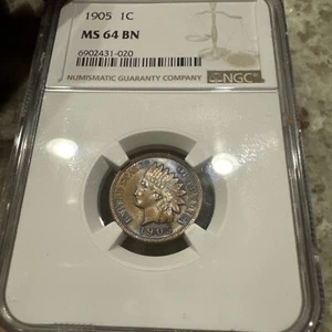 1905 1C INDIAN CENT NGC NEAR GEM MS 64 Rare Nice Color - Picture 1 of 6