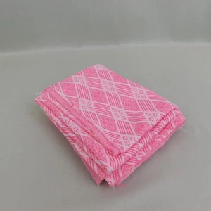 Vintage 70er 80er Stoff Retro Streifen & Rauten Muster rosa-weiß #1952 - Bild 1 von 6