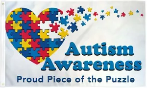 "AUTISM AWARENESS" flag 3x5 ft polyester banner sign proud piece of the puzzle - Picture 1 of 5