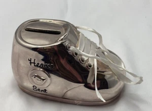 HEAVEN SENT Baby Metal Bootie Shoe Baby Coin Bank (1) - Picture 1 of 9