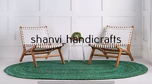 Braided Rug Cotton 3x5 Feet Floor Green Colour Area Rug Bedroom Decor Mat Carpet - Picture 1 of 8