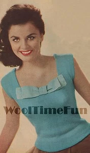 Vintage Knitting Pattern 1950s Lady's Square Neck Jumper/Sweater/Top.  - Picture 1 of 1